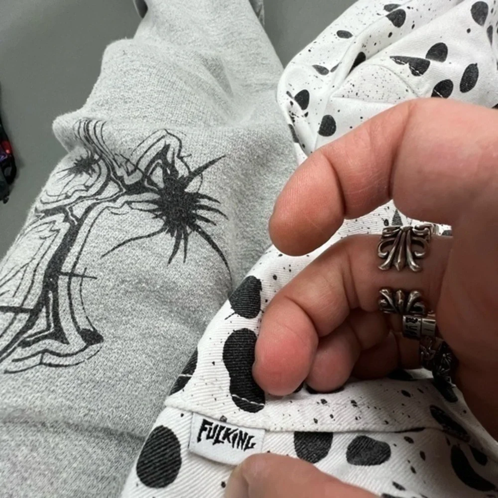 FUCKING AWESOME Board Hybrid Shorts Black and White Splatter Printed streetwear